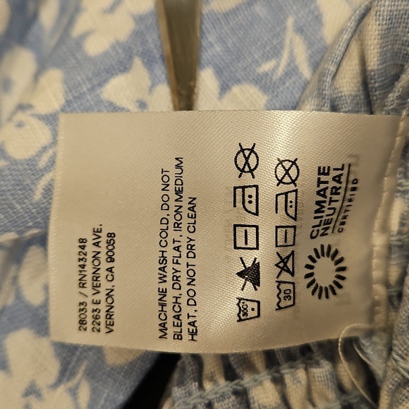 💕REFORMATION💕 Cambria Linen Top ~ Sofie Blue Floral Print Small S NWT - Picture 14 of 14